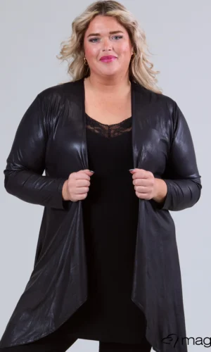 Magna Basic Vest Leather Look A-0074 Zwart