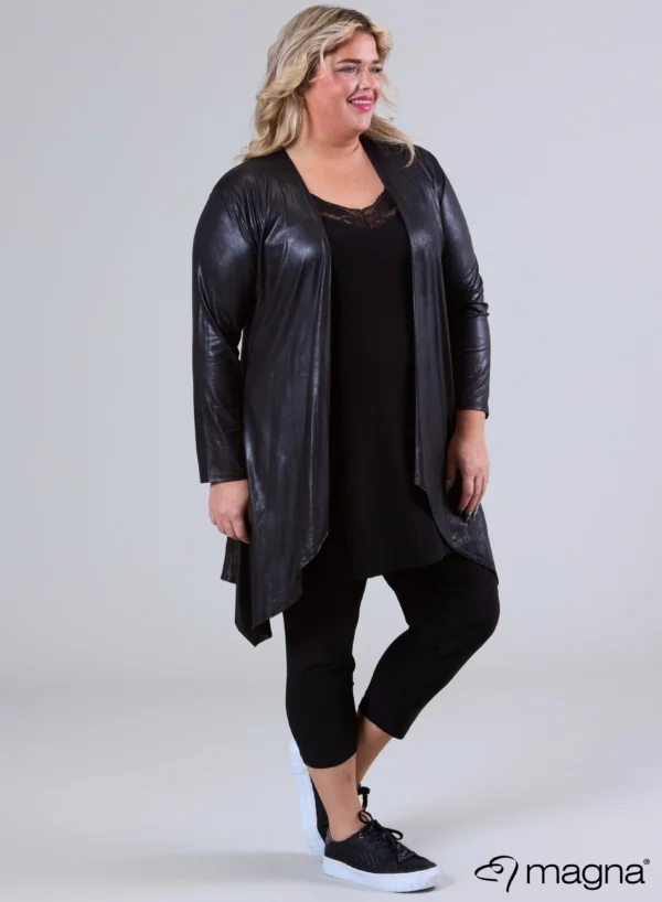 Magna Basic Vest Leather Look A-0074 Zwart - Afbeelding 2
